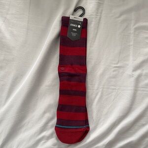 Stance Men's Burgundy and Red Striped Socks Inkifit Crew Height